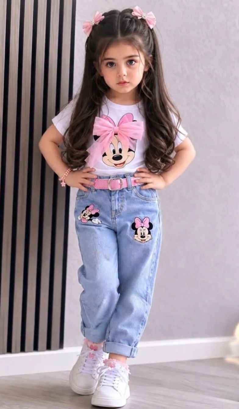Ensemble Fille Élégant - T-shirt + Pantalon Bleu 6-10 ans