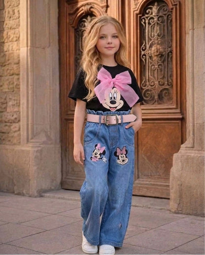 Ensemble Fille Élégant - T-shirt + Pantalon Bleu 6-10 ans